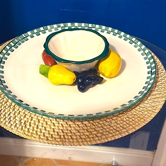 Vintage 1970s Cali Signed Hand-Painted Ceramic 3D Fruit Serving Plate - Picture 3 of 8